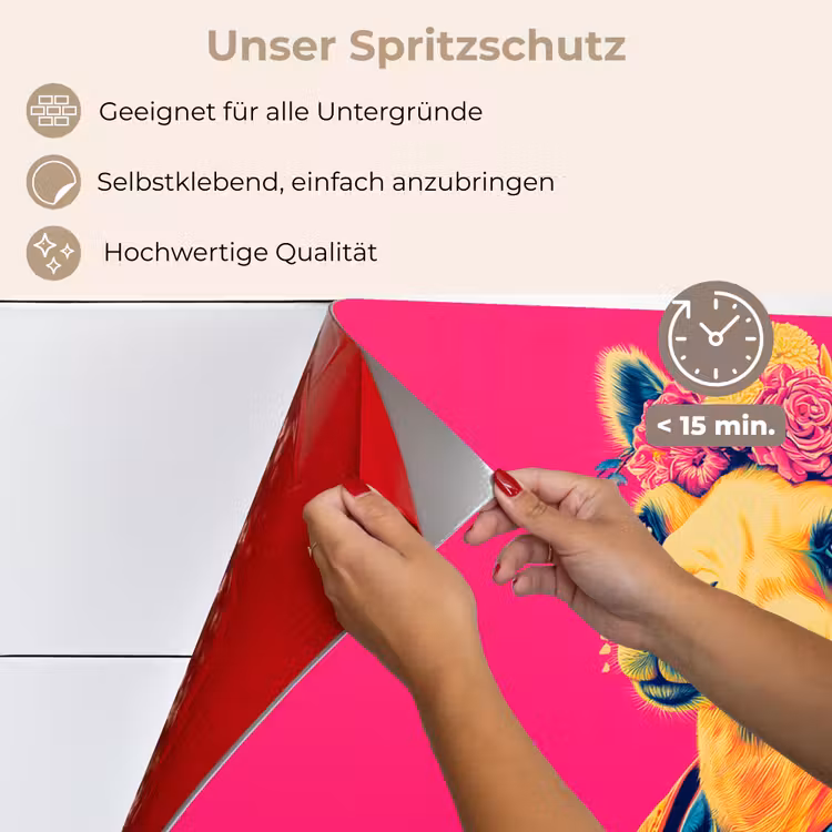 Spritzschutz Küche - Kamel - Blumen - Kimono - Fächer — 4