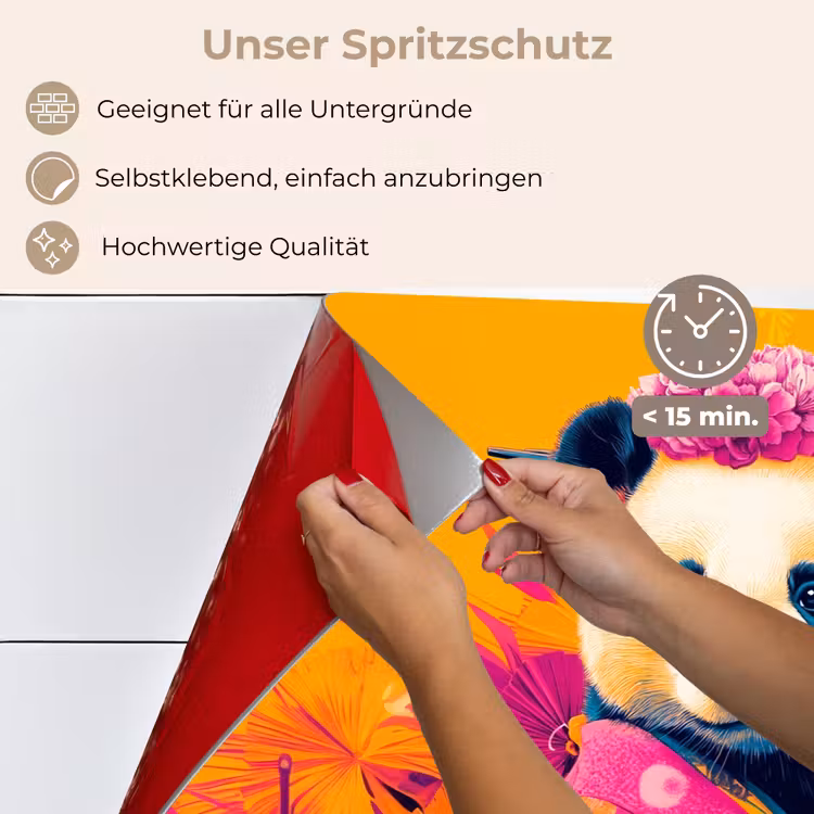 Spritzschutz Küche - Kimono - Rosa - Panda - Blumenkrone — 4