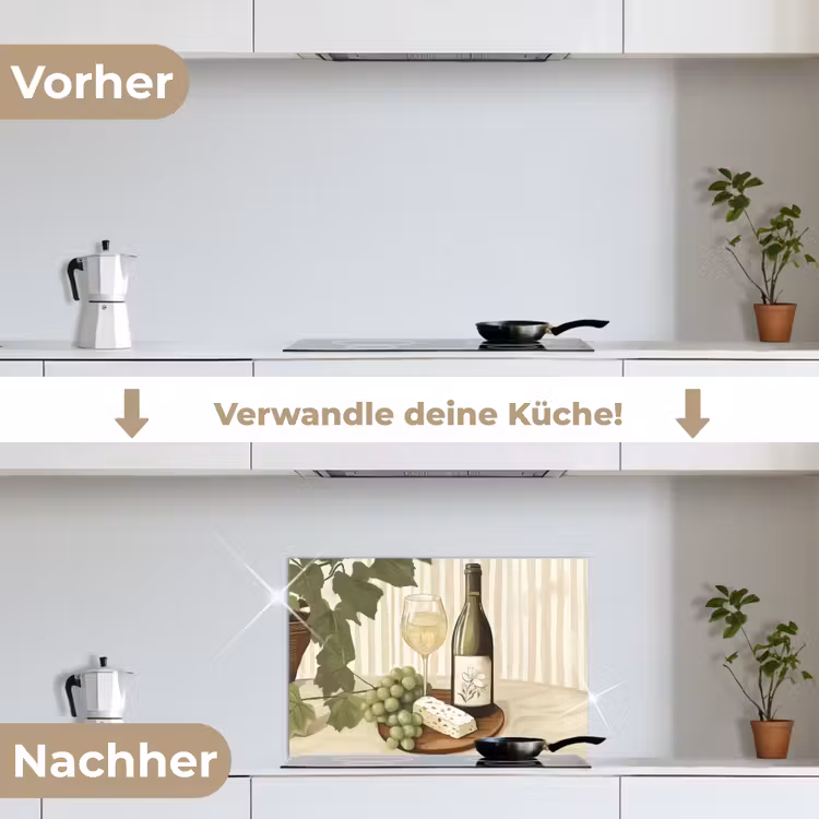 Spritzschutz Küche - Wein - Trauben - Käse - Laub — 7