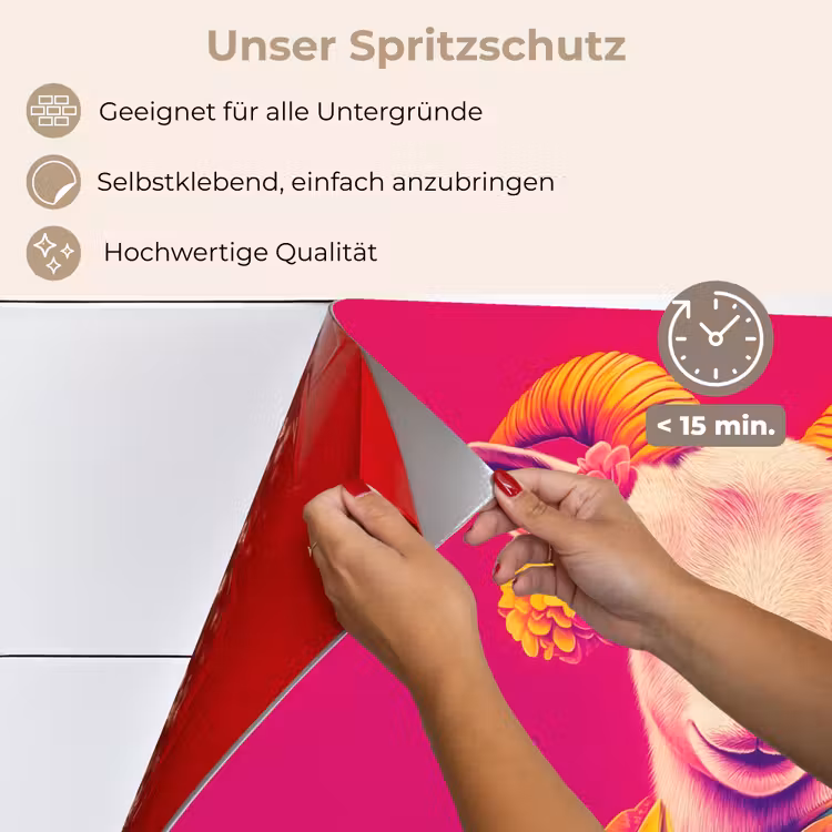 Spritzschutz Küche - Ziege - Hörner - Kimono - Farbenfroh — 4