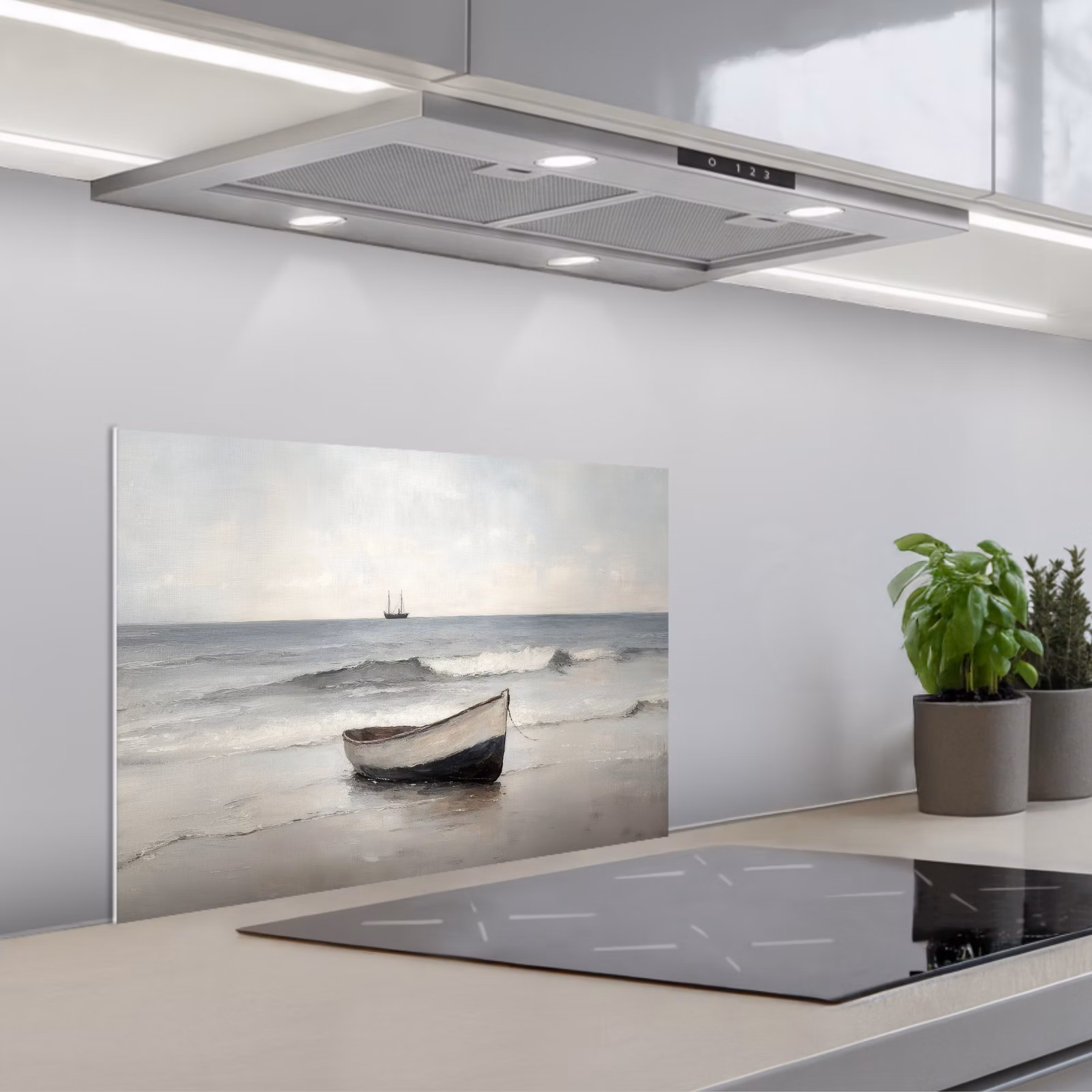 Spritzschutz Küche - Ruderboot - Meer - Horizont — 1