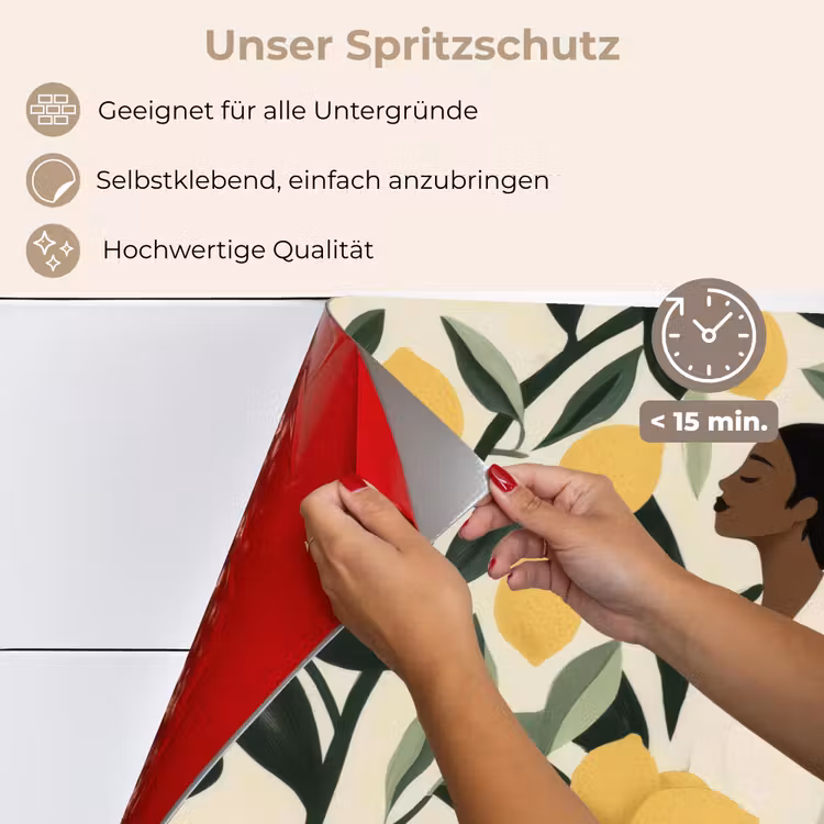 Spritzschutz Küche - Frau - Korb - Zitronen - Blätter — 4