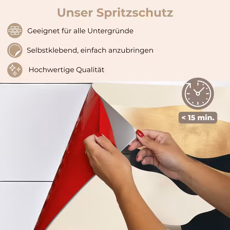 Spritzschutz Küche - Frau - Wellen - Schwarz — 4