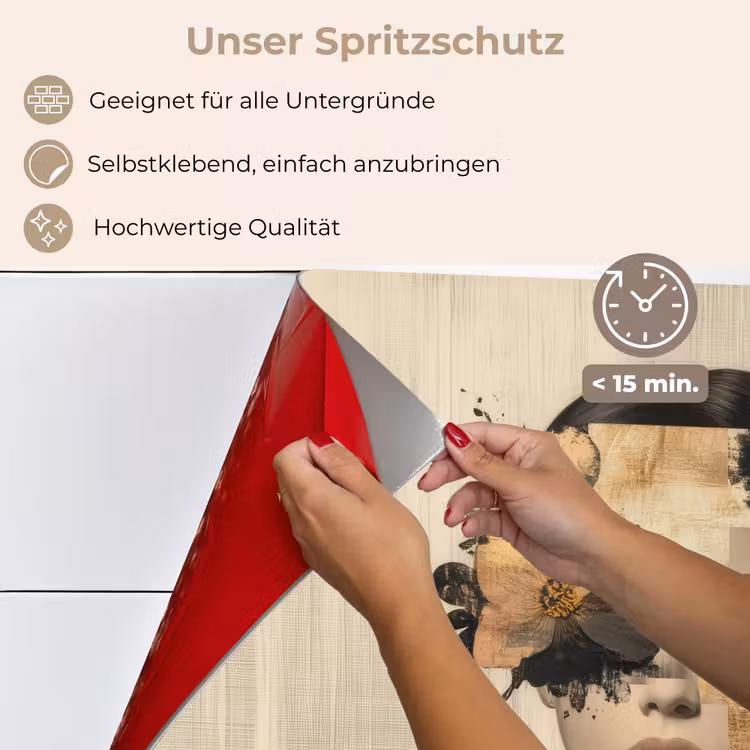 Spritzschutz Küche - Gesicht - Blumen - Schwarz - Frau — 4