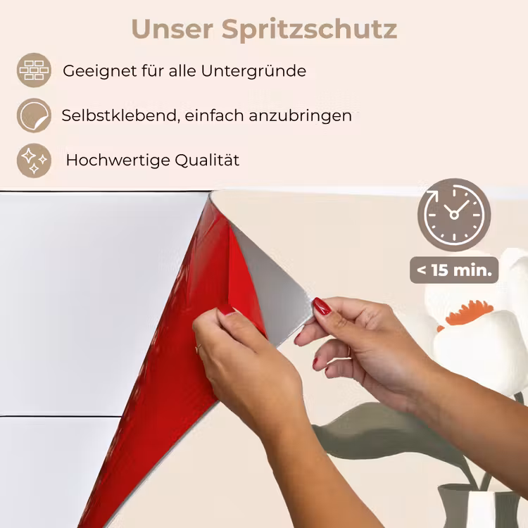 Spritzschutz Küche - Vase - Kariert - Grün - Blume — 4