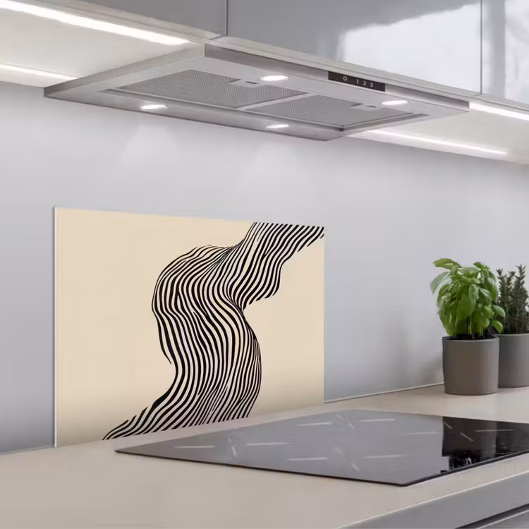 Spritzschutz Küche - Gewellt - Linien - Abstrakt - Silhouette — 1