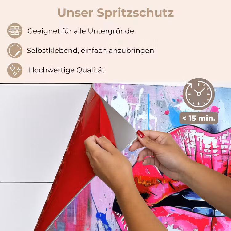 Spritzschutz Küche - Graffiti - Lippen - Hellrosa - Gemalt — 4