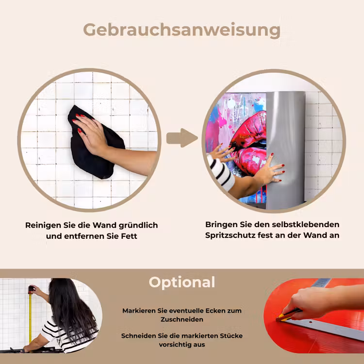 Spritzschutz Küche - Graffiti - Lippen - Hellrosa - Gemalt — 6