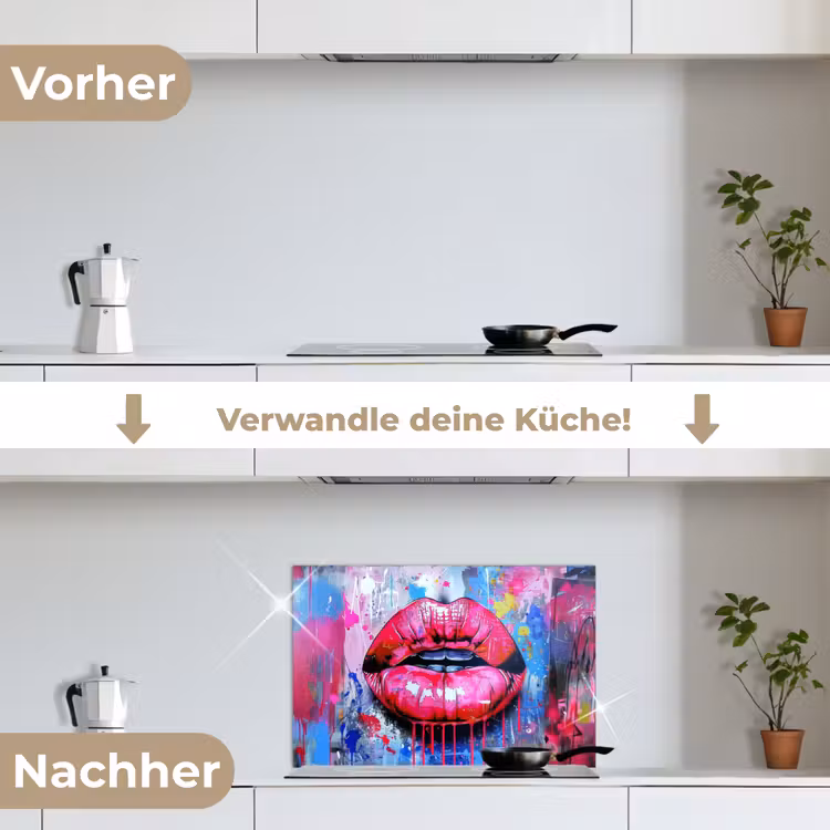 Spritzschutz Küche - Graffiti - Lippen - Hellrosa - Gemalt — 7