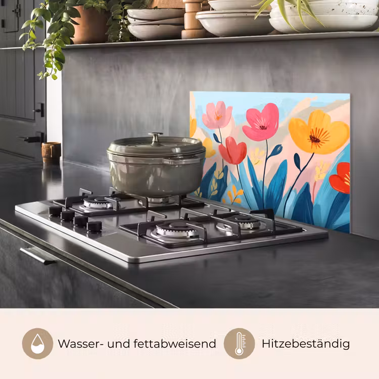 Spritzschutz Küche - Illustration - Blumen - Farbenfroh — 2