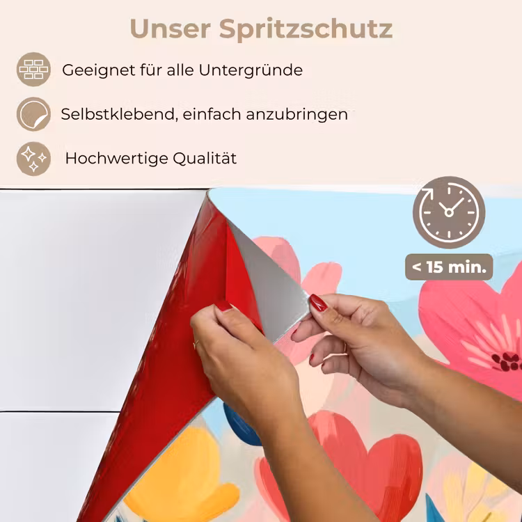 Spritzschutz Küche - Illustration - Blumen - Farbenfroh — 4
