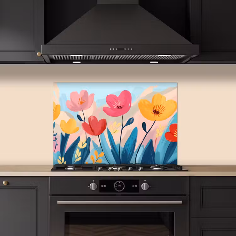 Spritzschutz Küche - Illustration - Blumen - Farbenfroh — 5