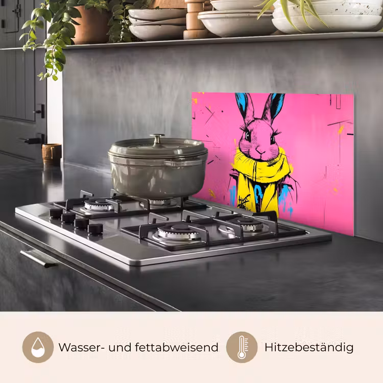 Spritzschutz Küche - Kaninchen - Hellrosa - Schal - Abstrakt — 2