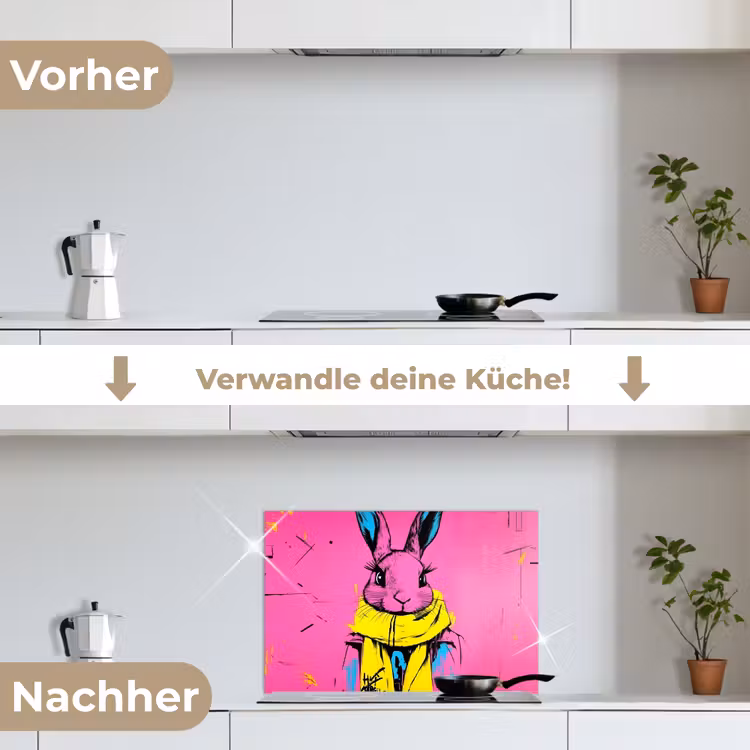 Spritzschutz Küche - Kaninchen - Hellrosa - Schal - Abstrakt — 7