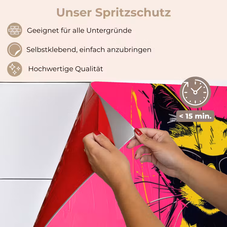 Spritzschutz Küche - Katze - Kunst - Sonnenbrille - Rosa — 4