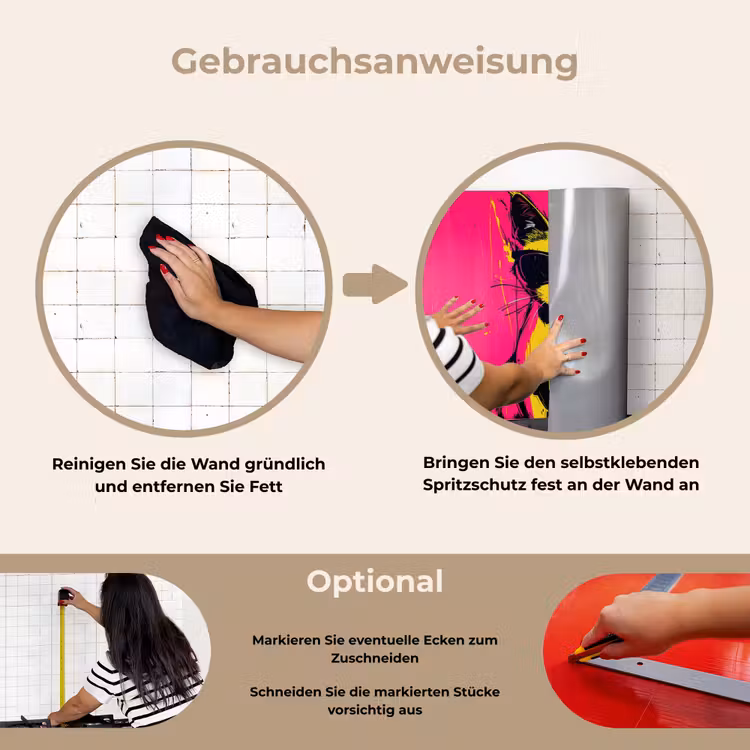 Spritzschutz Küche - Katze - Kunst - Sonnenbrille - Rosa — 6