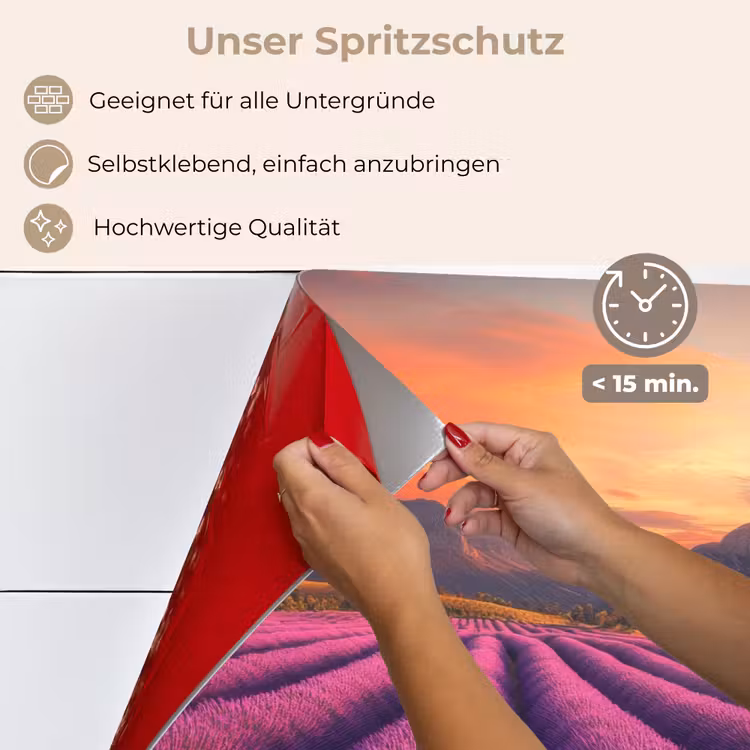 Spritzschutz Küche - Lavendelfeld - Sonnenuntergang - Lila — 4
