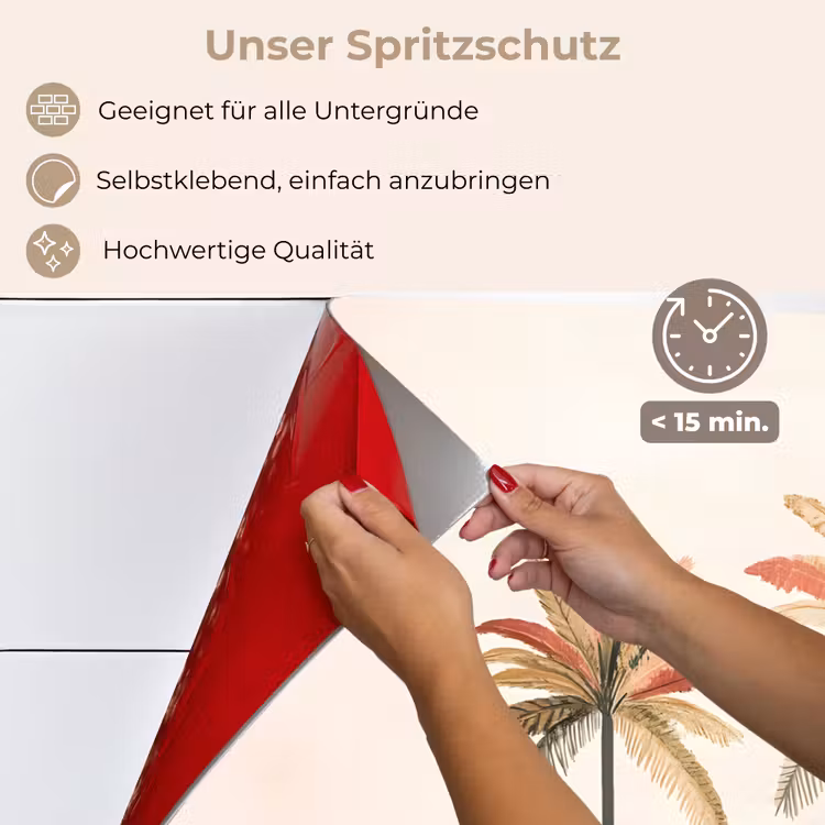 Spritzschutz Küche - Palmen - Hügel - Minimalistisch - Zartrosa — 4