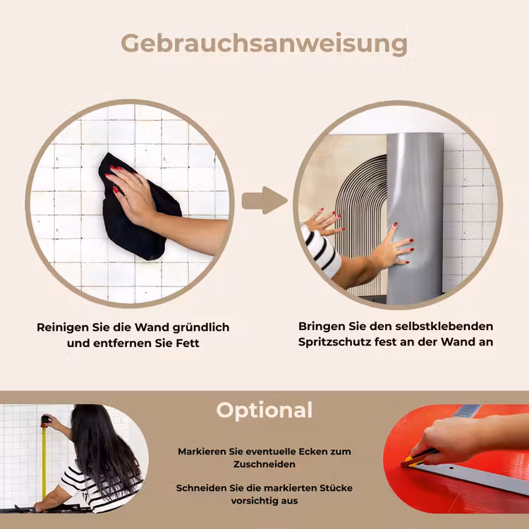 Spritzschutz Küche - Schleife - Streifen - Minimalistisch - Schwarz — 6