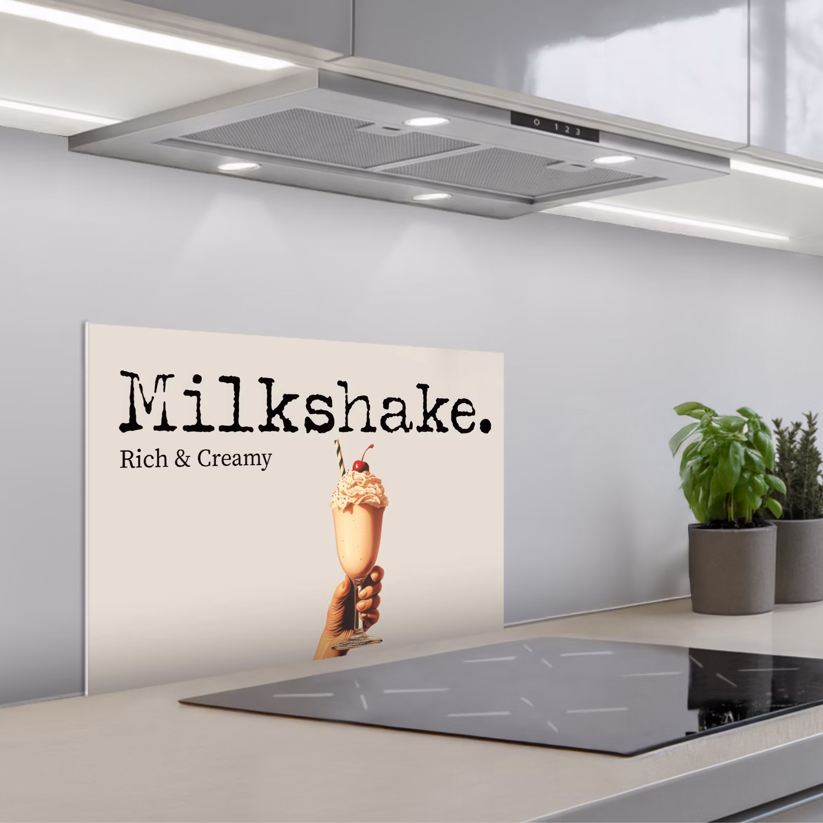 Spritzschutz Küche - Milchshake - Kirsche - Strohhalm — 1