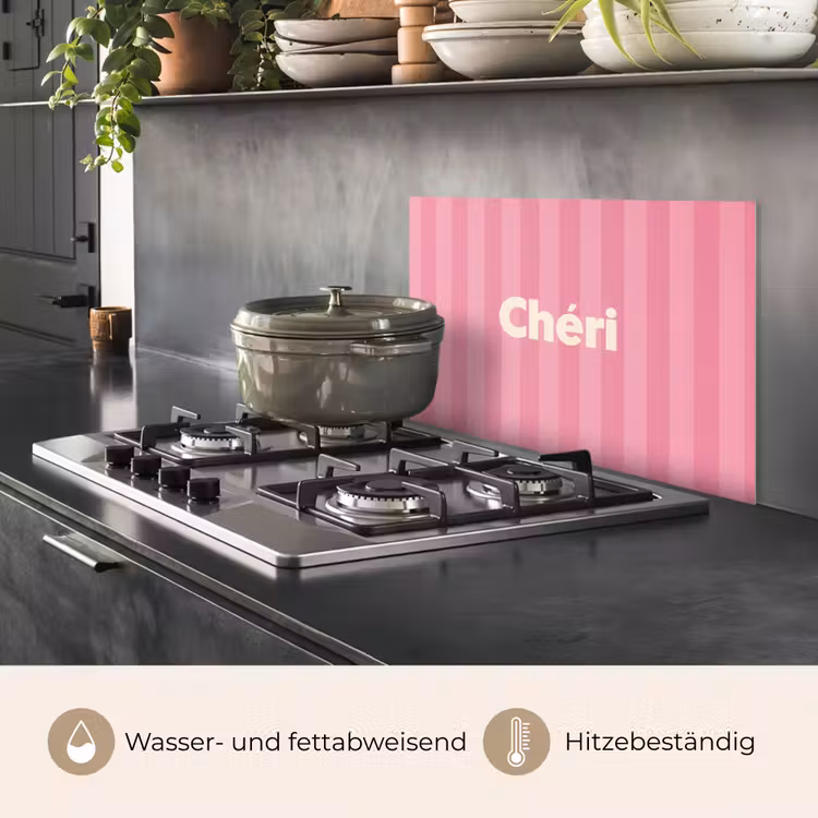 Spritzschutz Küche - Gestreift - Rosa - Chéri — 2
