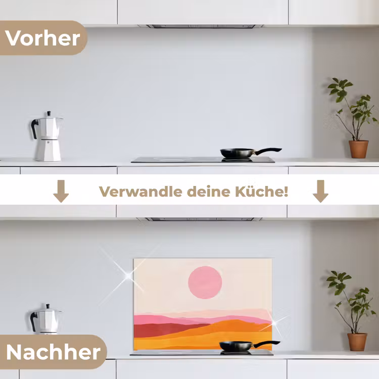 Spritzschutz Küche - Hügel - Orange - Sonne - Abstrakt — 7