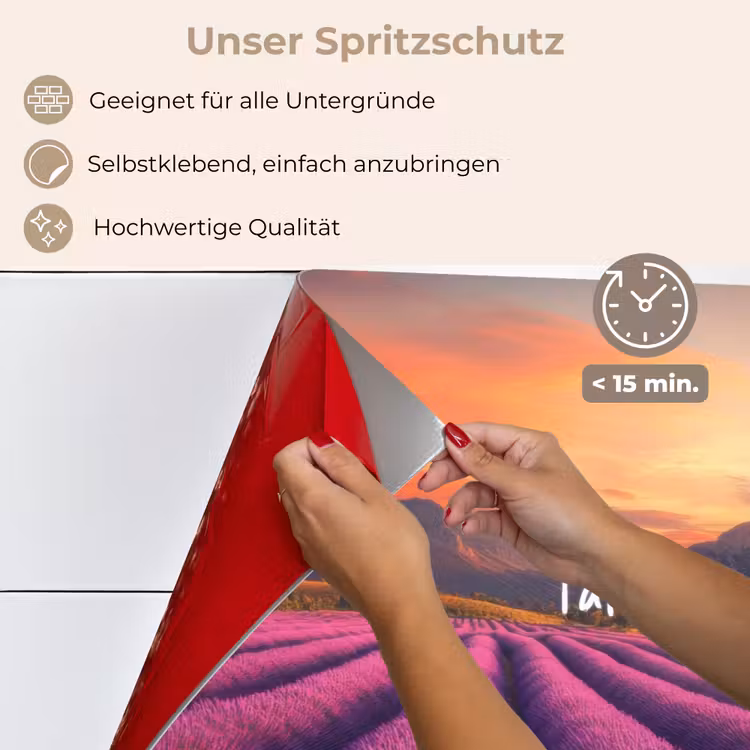 Spritzschutz Küche - Lavendelfeld - Zitat - Sonnenuntergang — 4