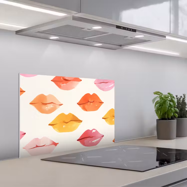 Spritzschutz Küche - Lippen - Bunt - Glänzend — 1