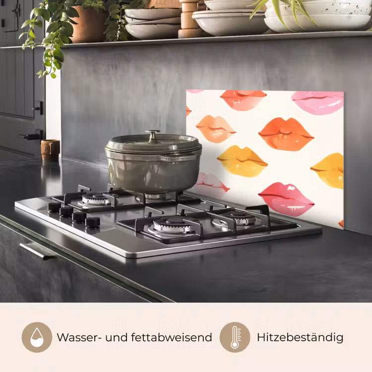 Spritzschutz Küche - Lippen - Bunt - Glänzend — 2