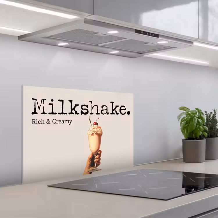 Spritzschutz Küche - Milchshake - Kirsche - Strohhalm — 1