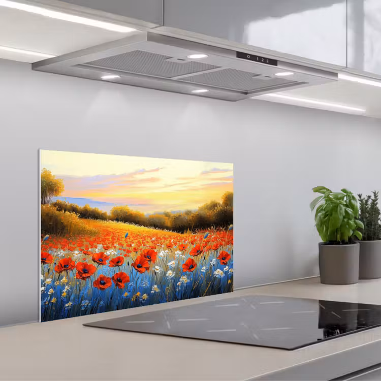 Spritzschutz Küche - Mohn - Blumenfeld - Farbenfroh — 1