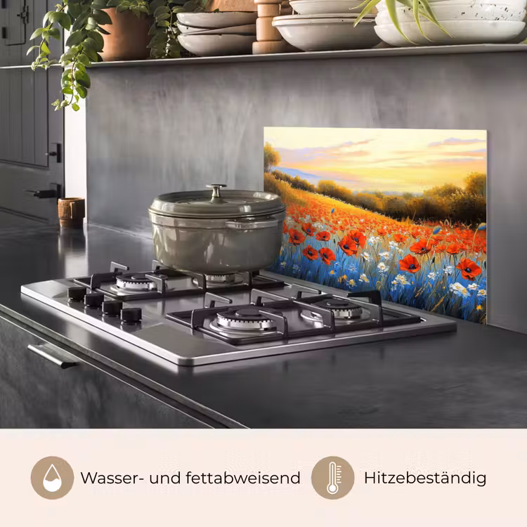 Spritzschutz Küche - Mohn - Blumenfeld - Farbenfroh — 2