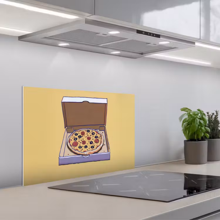 Spritzschutz Küche - Pizza - Schachtel - Salami - Illustration — 1