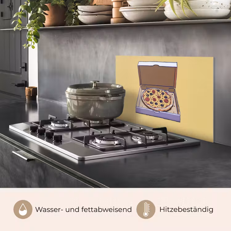 Spritzschutz Küche - Pizza - Schachtel - Salami - Illustration — 2