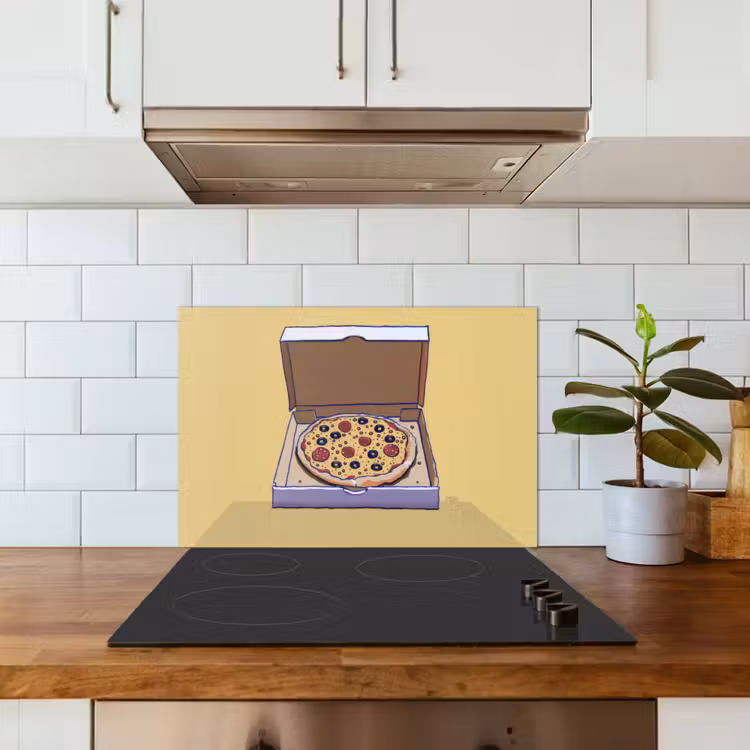 Spritzschutz Küche - Pizza - Schachtel - Salami - Illustration — 3