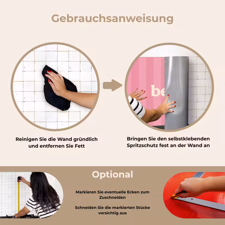 Spritzschutz Küche - Rosa - Gestreift - Belle — 6