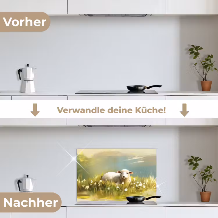Spritzschutz Küche - Schafe - Wiese - Grün — 7