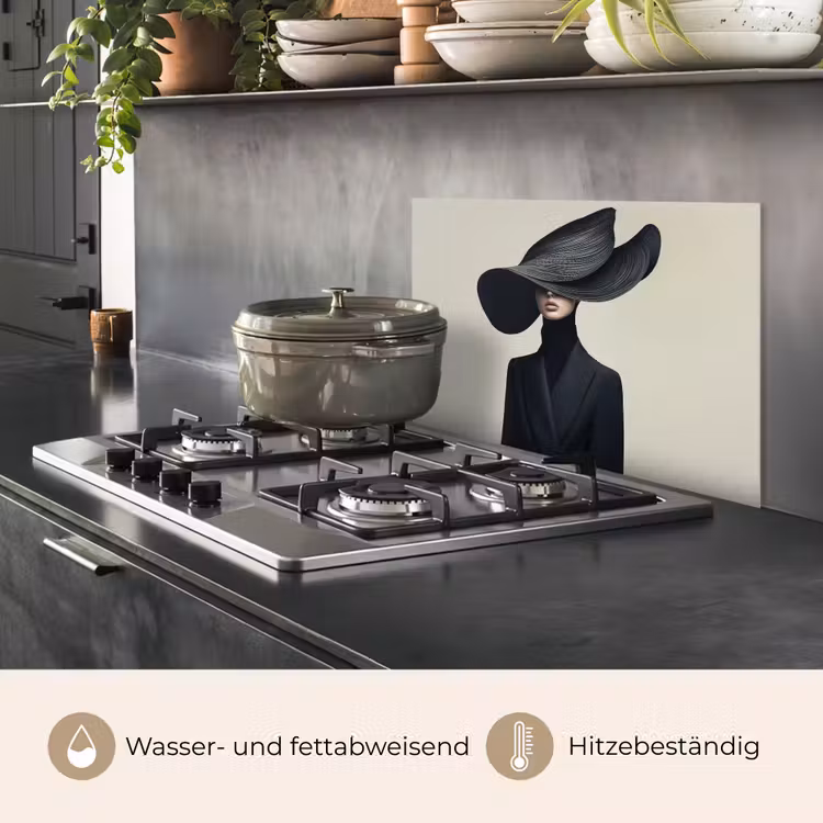 Spritzschutz Küche - Schwarz - Frau - Hut — 2