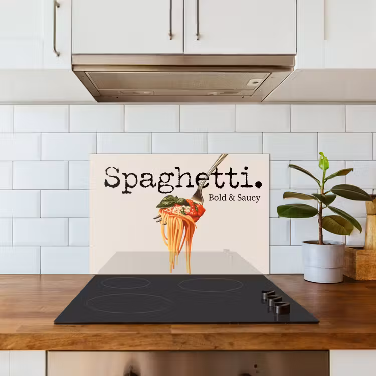 Spritzschutz Küche - Spaghetti - Tomatensauce - Parmesankäse — 3