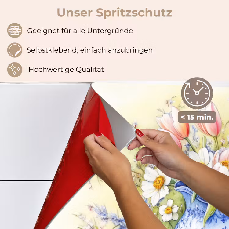 Spritzschutz Küche - Vase - Delfter Blau - Gänseblümchen — 4