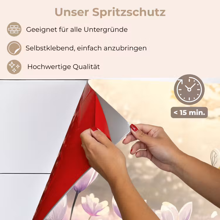Spritzschutz Küche - Veilchen - Biene - Sonnenlicht — 4
