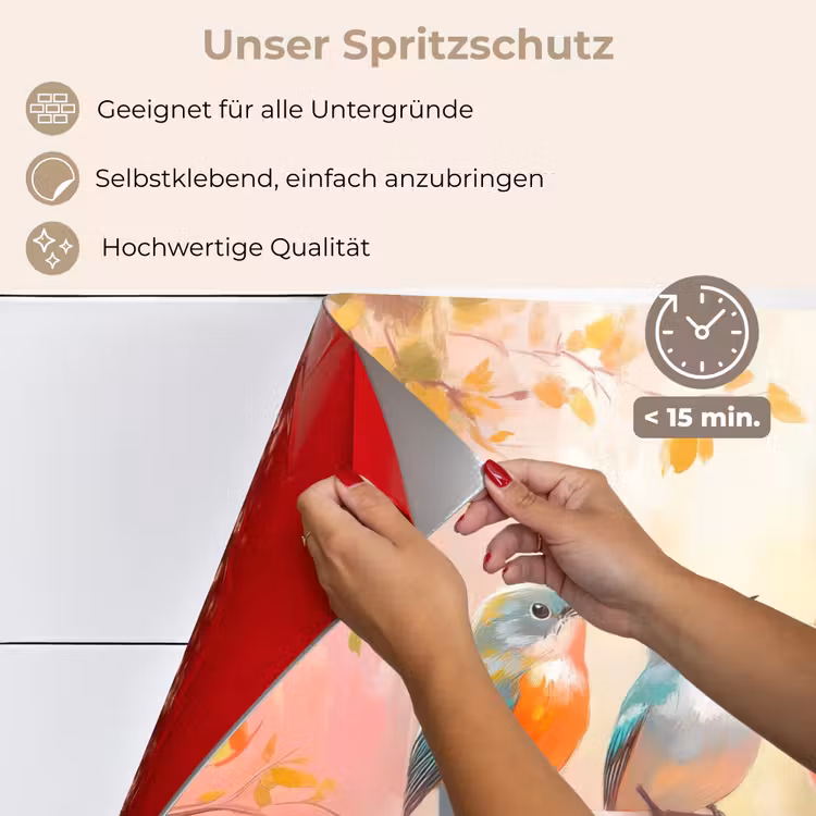 Spritzschutz Küche - Vögel - Bunt - Zweig — 4