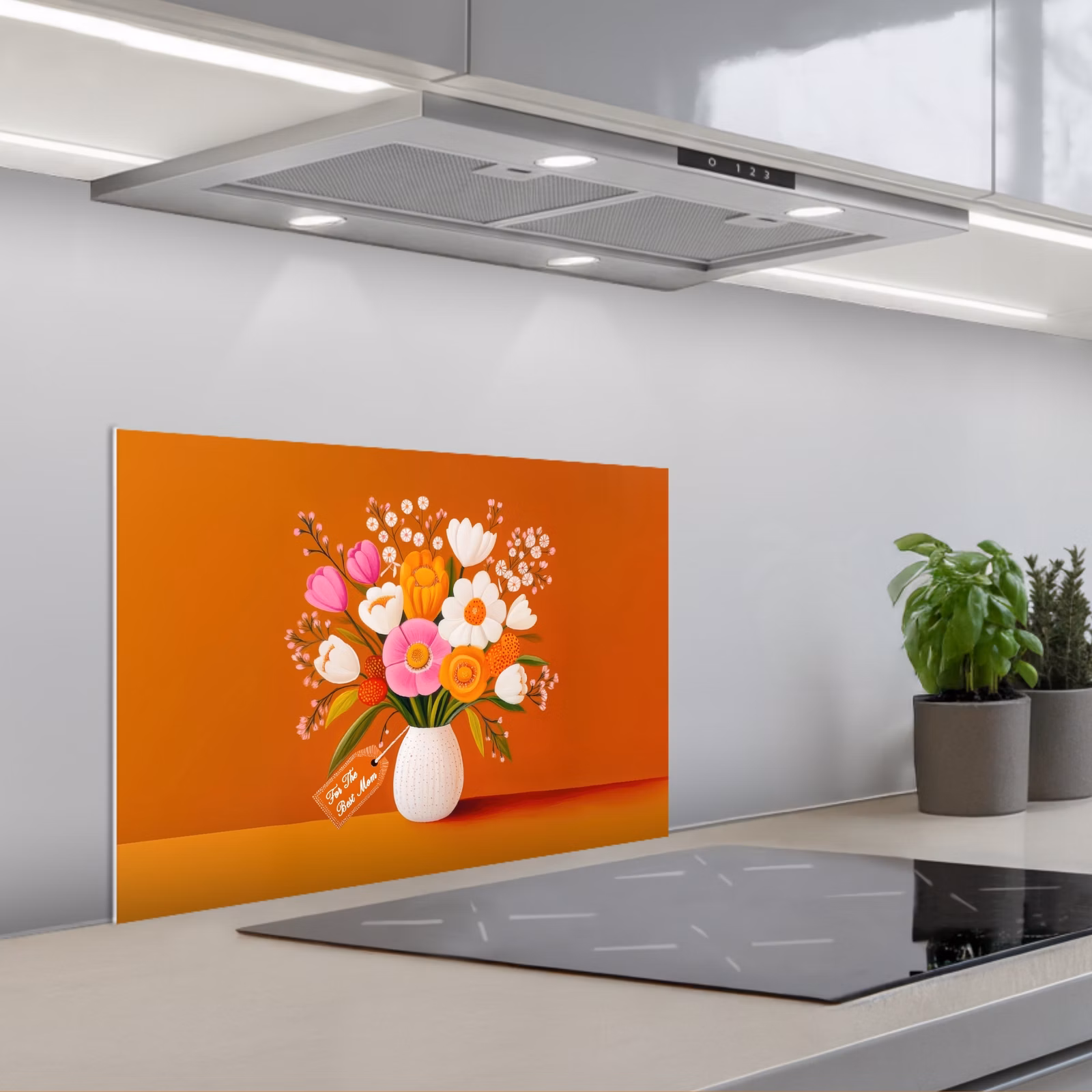Spritzschutz Küche - Vase - Blumen - Orange — 1