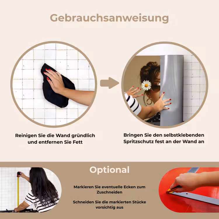 Spritzschutz Küche - Frau - Beige - Blume - Modern - Porträt — 6
