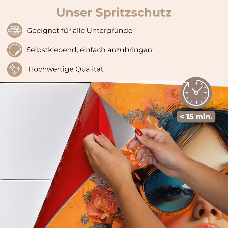 Spritzschutz Küche - Frau - Blumen - Ästhetik - Orange — 4