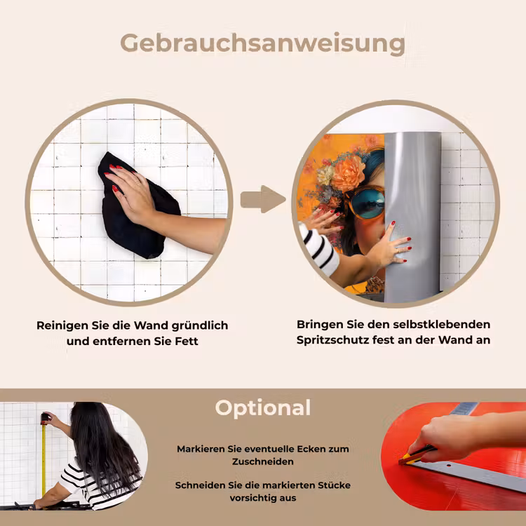 Spritzschutz Küche - Frau - Blumen - Ästhetik - Orange — 6