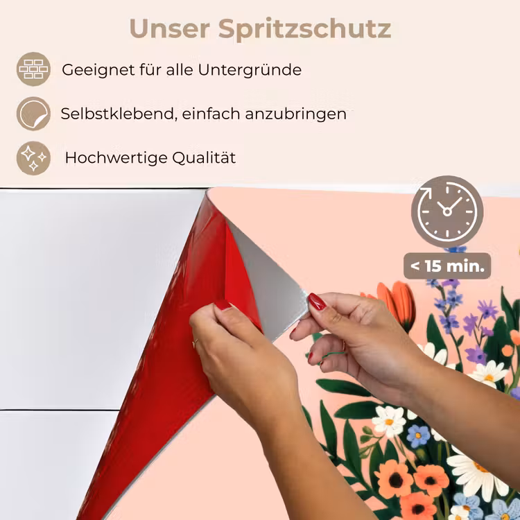 Spritzschutz Küche - Gänseblümchen - Blumenstrauß - Schleife - Rosa — 4
