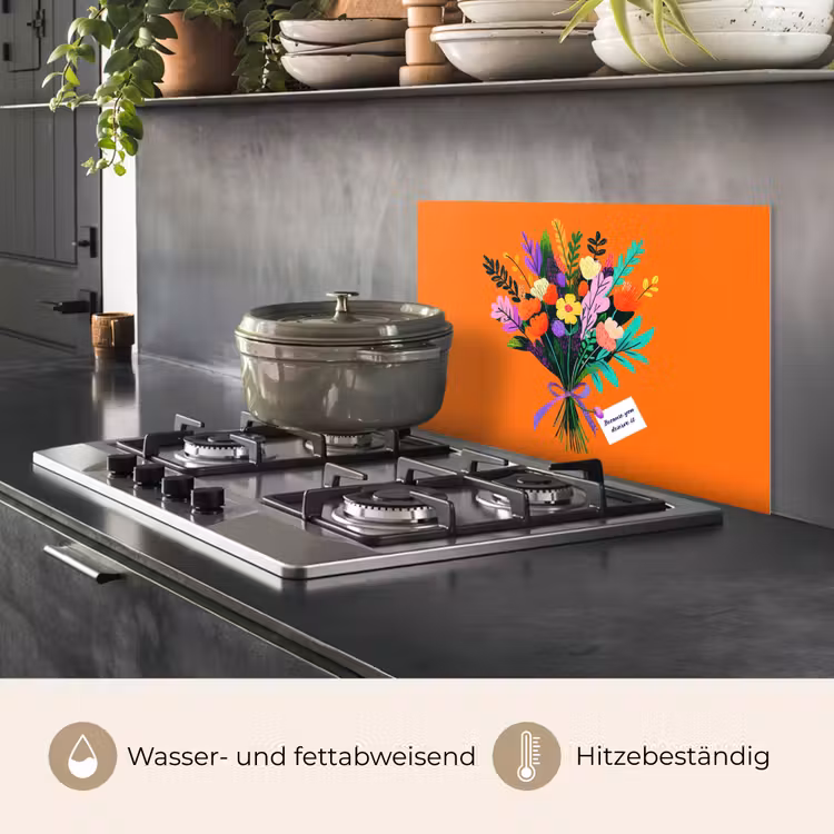 Spritzschutz Küche - Karte - Blumenstrauß - Blumen — 2