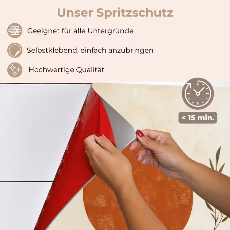 Spritzschutz Küche - Sonne - Abstrakt - Äste - Orange — 4