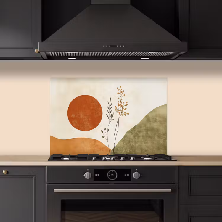 Spritzschutz Küche - Sonne - Abstrakt - Äste - Orange — 5